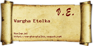 Vargha Etelka névjegykártya